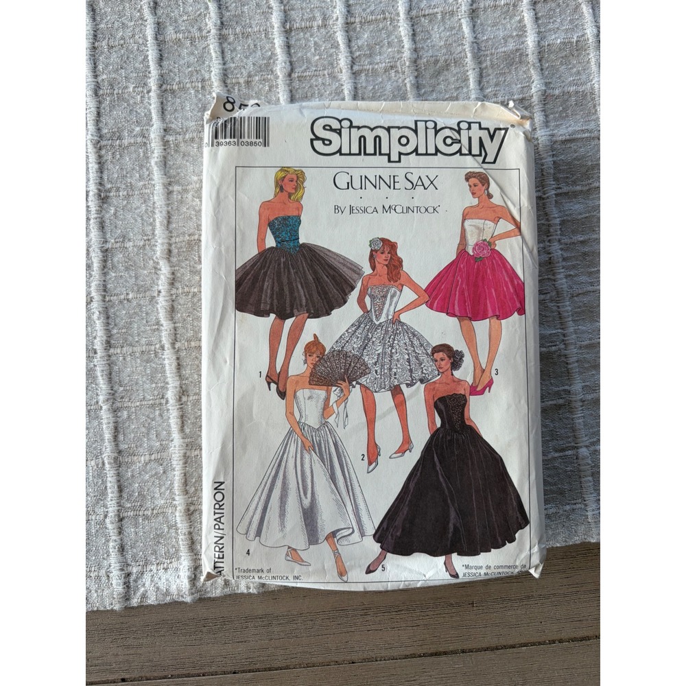 Simplicity 8534 Gunne Sax Jessica McClintock Dress Sewing Pattern Size 14 1988